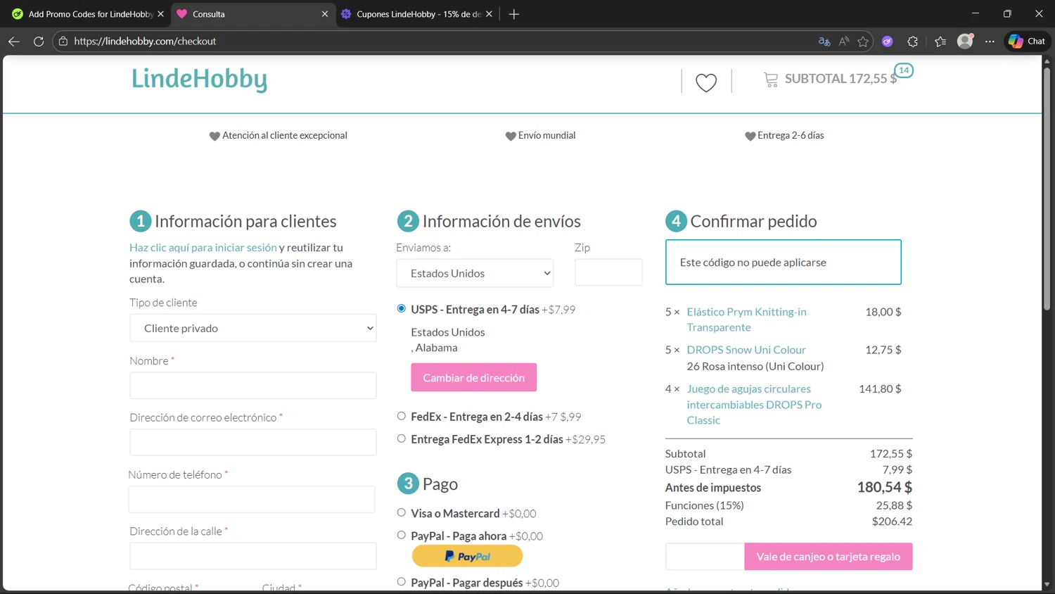 LindeHobby discount code screenshot showing code GRACELY15 applied at LindeHobby checkout page. Uploaded by SimplyCodes community member _Flash_ on Dec 15, 2025