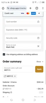 MEFI15 coupon verification screenshot