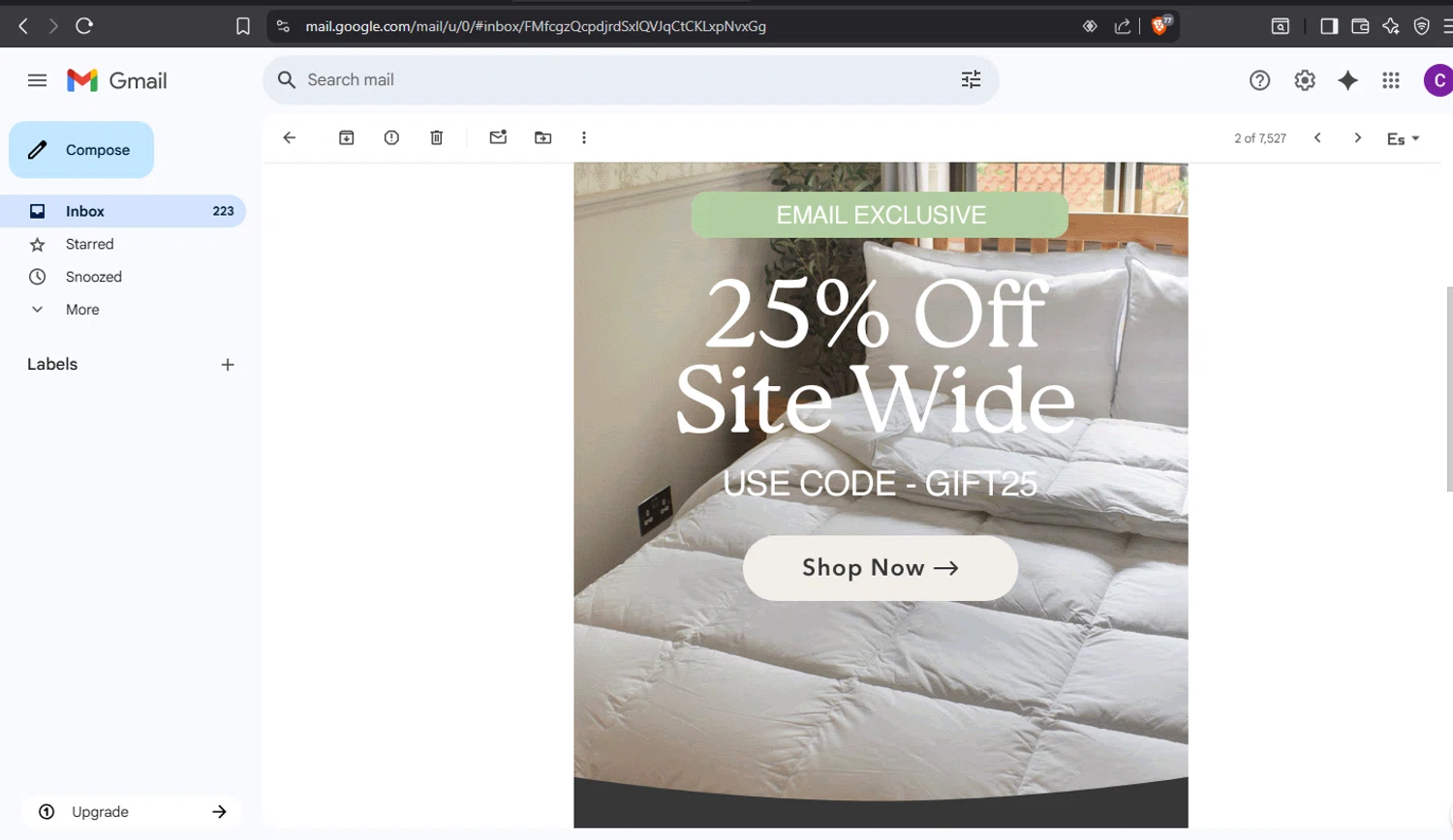 Linen Bundle discount code screenshot showing code GIFT25 applied at Linen Bundle checkout page. Uploaded by SimplyCodes community member crischidy25 on Sep 4, 2025