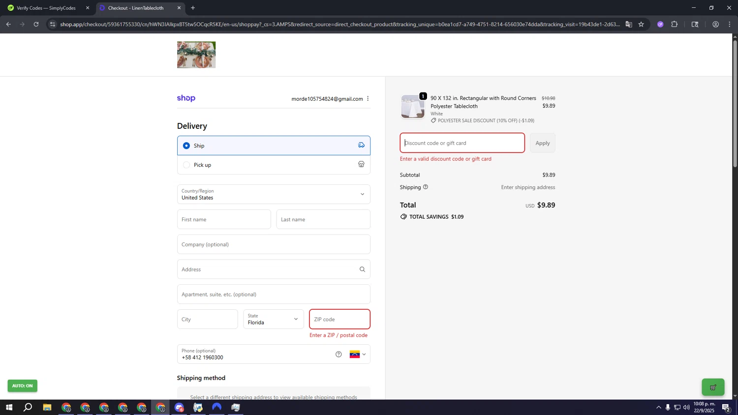 LinenTablecloth discount code screenshot showing code clx21 applied at LinenTablecloth checkout page. Uploaded by SimplyCodes community member wwwwwwwwwwwwwwwwwww on Sep 23, 2025