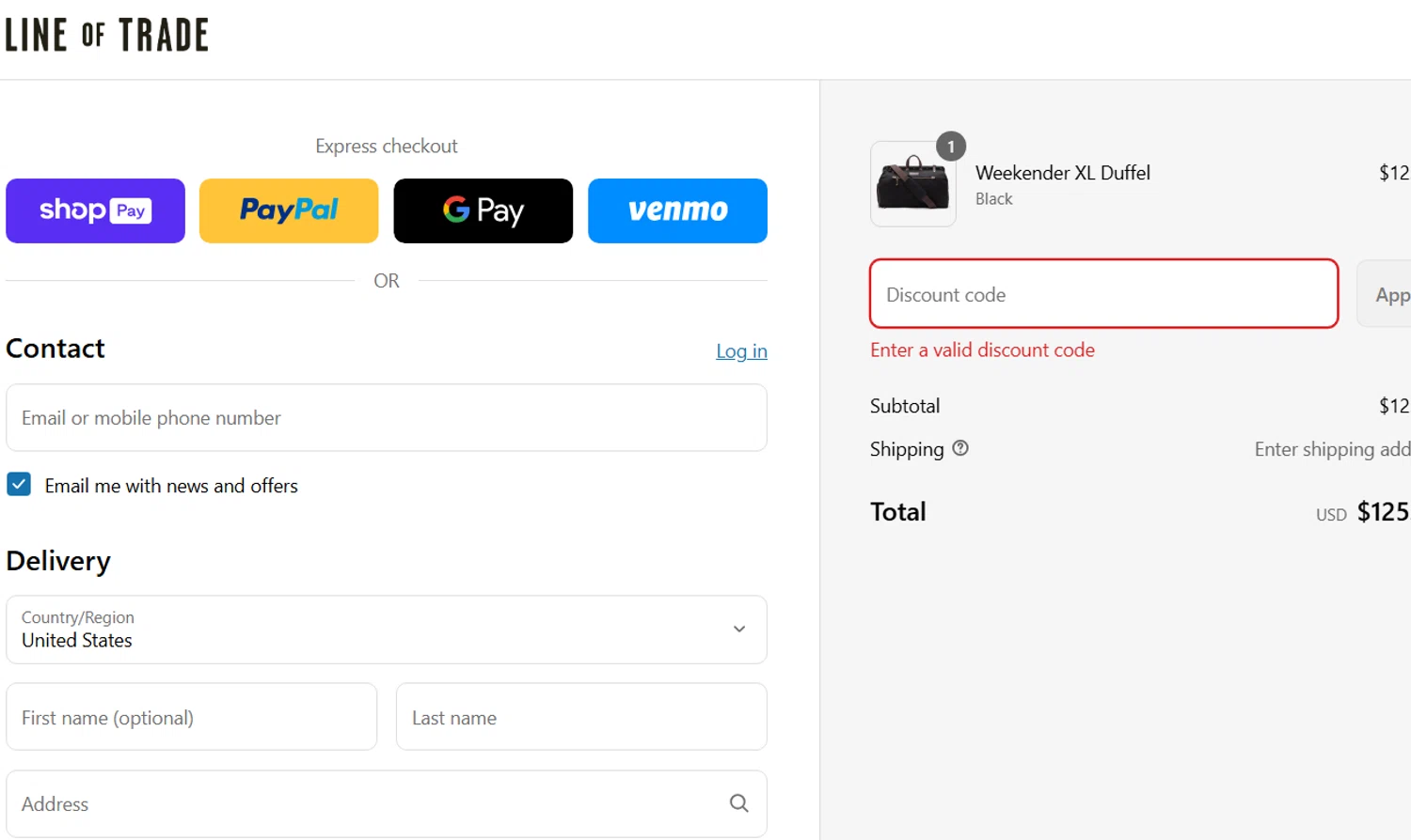 Line of Trade discount code screenshot showing code GB8JFXV4 applied at Line of Trade checkout page. Uploaded by SimplyCodes community member Coolemorestt on Jun 12, 2025