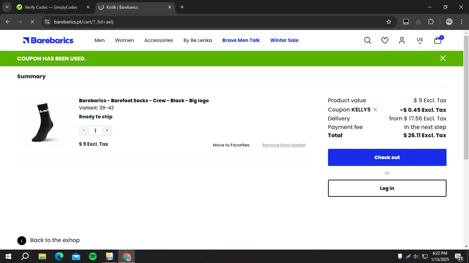 Lingerie Mart checkout page showing Lingerie Mart promo code box | Screenshot taken by SimplyCodes community member on Jan 13, 2025