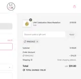 LINK Necklaces coupon verification screenshot
