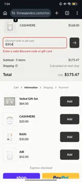 Linnea and Co. coupon verification screenshot
