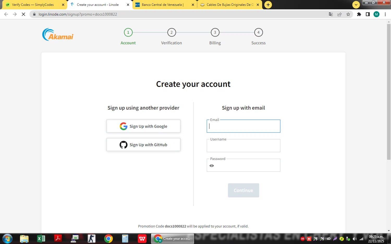 Linode promo code screenshot showing code docs1000822 applied at Linode checkout page. Uploaded by SimplyCodes community member QuestSage1300 on Nov 22, 2025