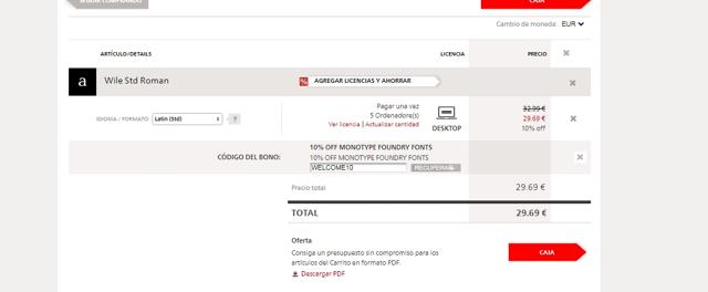 Linotype checkout page showing Linotype promo code box | Screenshot taken by SimplyCodes community member on Oct 14, 2022
