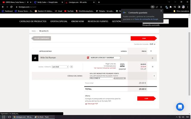 Linotype checkout page showing Linotype promo code box | Screenshot taken by SimplyCodes community member on Aug 17, 2022