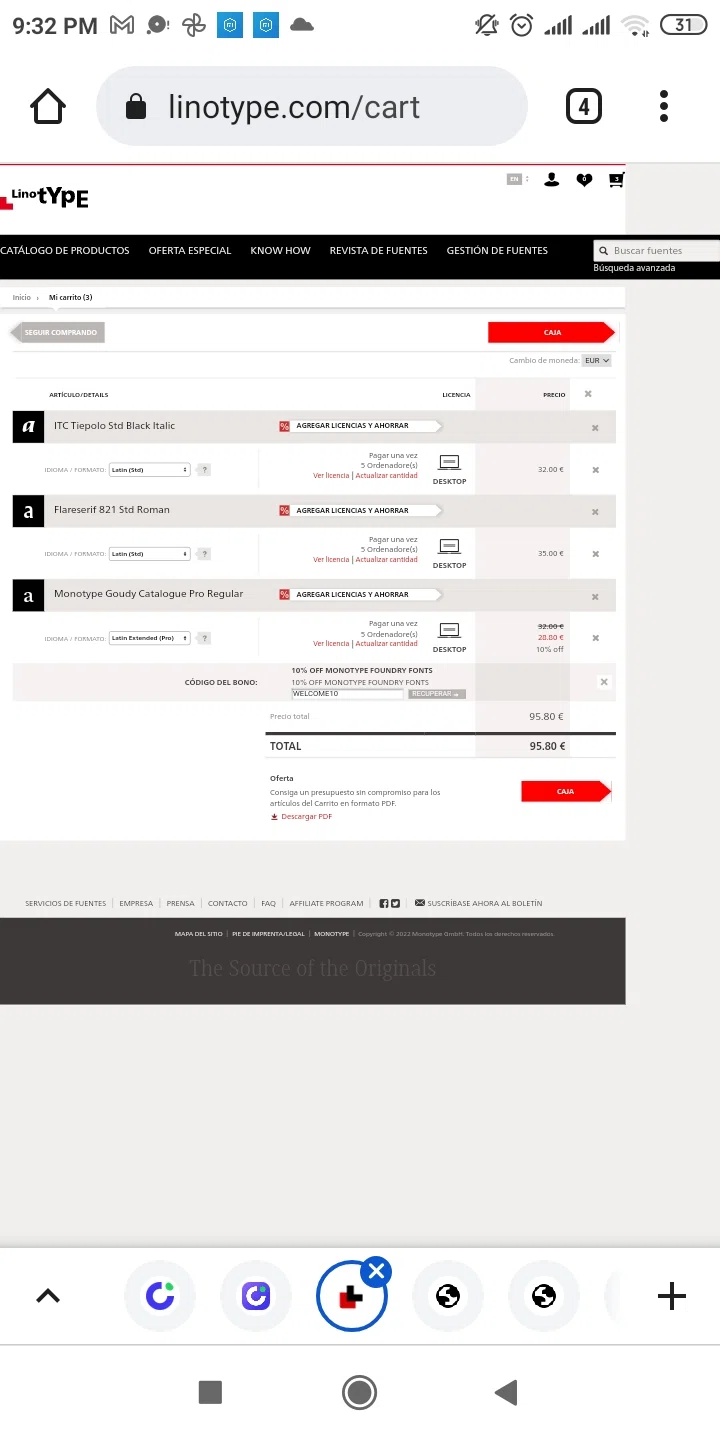 where to use Linotype promo code box