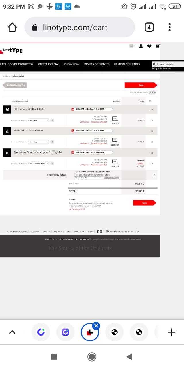 Linotype checkout page showing Linotype promo code box | Screenshot taken by SimplyCodes community member on Jan 30, 2022