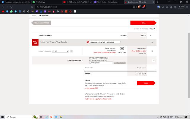 Linotype checkout page showing Linotype promo code box | Screenshot taken by SimplyCodes community member on Jan 27, 2024