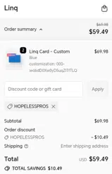 HOPELESSPROS coupon verification screenshot