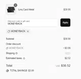 MONEYBACK coupon verification screenshot