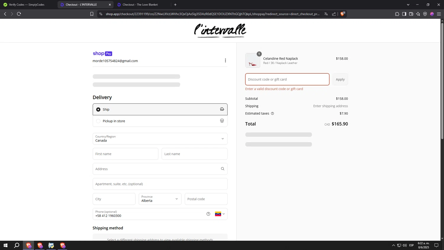 L'Intervalle promo code screenshot showing code NEWSLETTER10 applied at L'Intervalle checkout page. Uploaded by SimplyCodes community member kkkkkkkkkkkkkkkkkkkk on Jun 8, 2025
