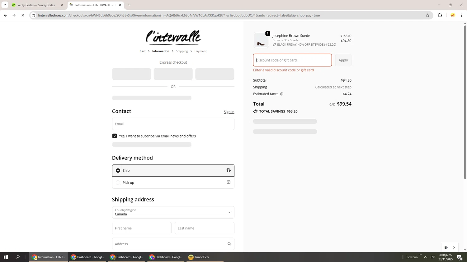 L'Intervalle promo code screenshot showing code bf40 applied at L'Intervalle checkout page. Uploaded by SimplyCodes community member Richard251 on Nov 24, 2025