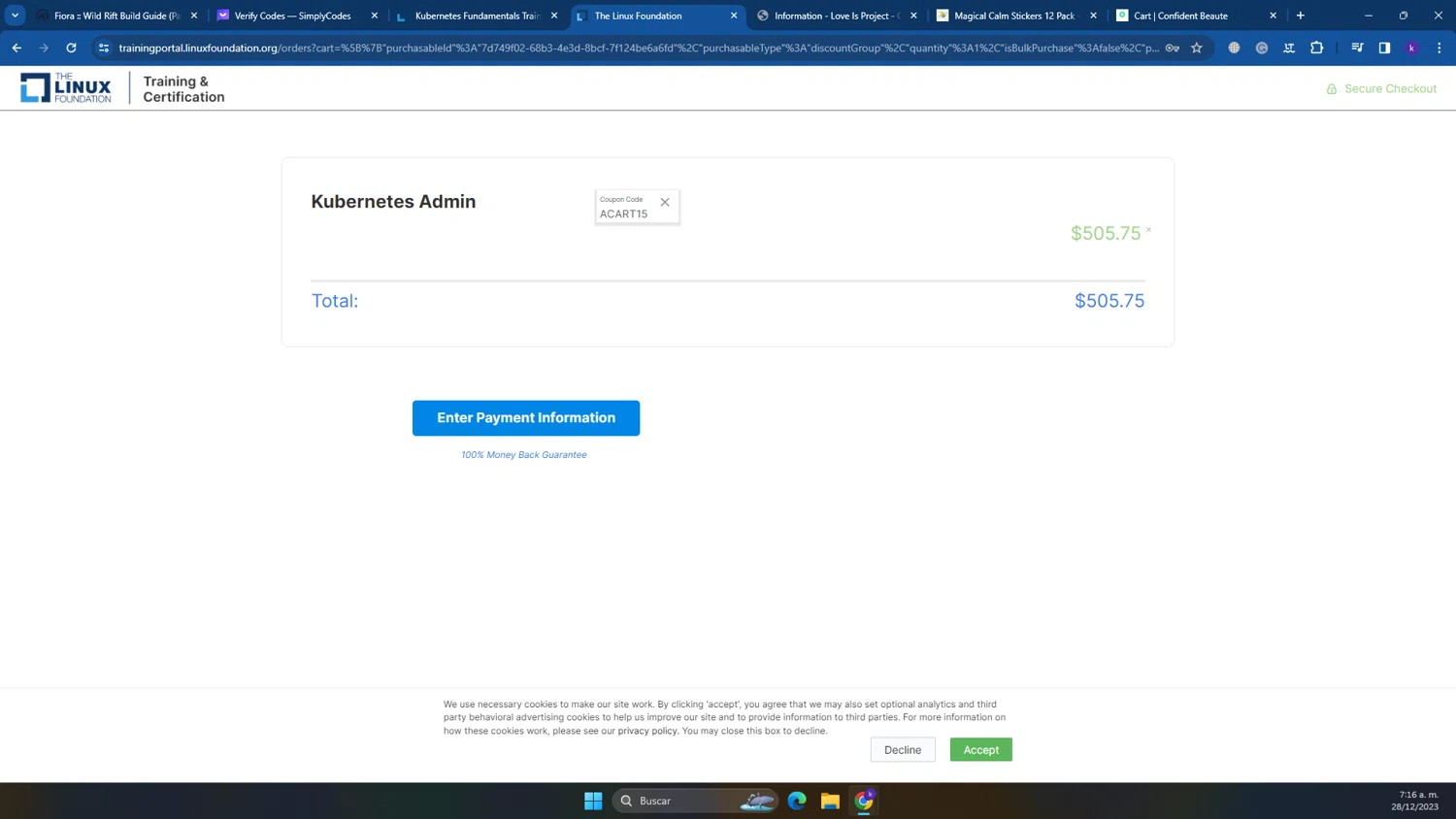 where to use Linux Foundation promo code box