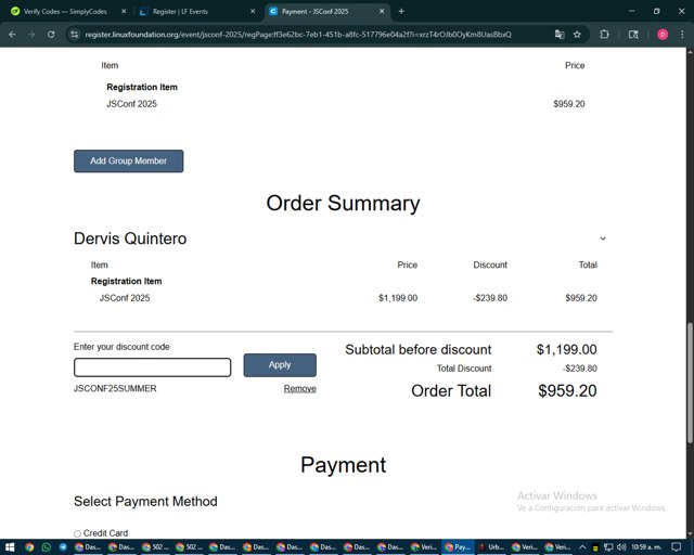 Linux Foundation checkout page showing Linux Foundation coupon code box | Screenshot taken by SimplyCodes community member on Aug 29, 2025