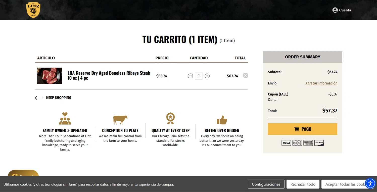 Linz Heritage Angus checkout page showing Linz Heritage Angus discount code box | Screenshot taken by SimplyCodes community member on Nov 13, 2025