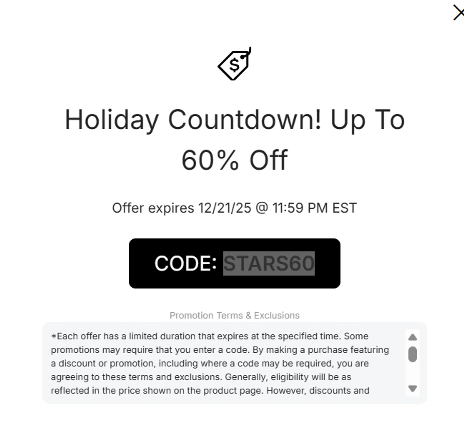 Detroit Lions Shop promo code screenshot showing code STARS60 applied at Detroit Lions Shop checkout page. Uploaded by SimplyCodes community member DORIANGEL on Dec 19, 2025
