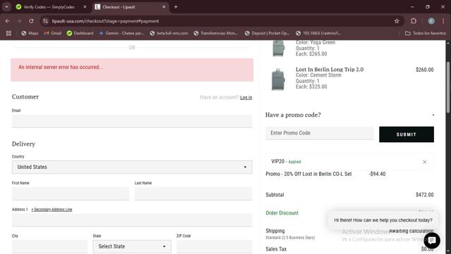 Lipault checkout page showing Lipault promo code box | Screenshot taken by SimplyCodes community member on Jul 27, 2025