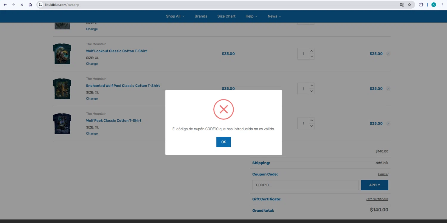 Liquid Blue Shop promo code screenshot showing code CODE10 applied at Liquid Blue Shop checkout page. Uploaded by SimplyCodes community member AlexSierra on Aug 22, 2025
