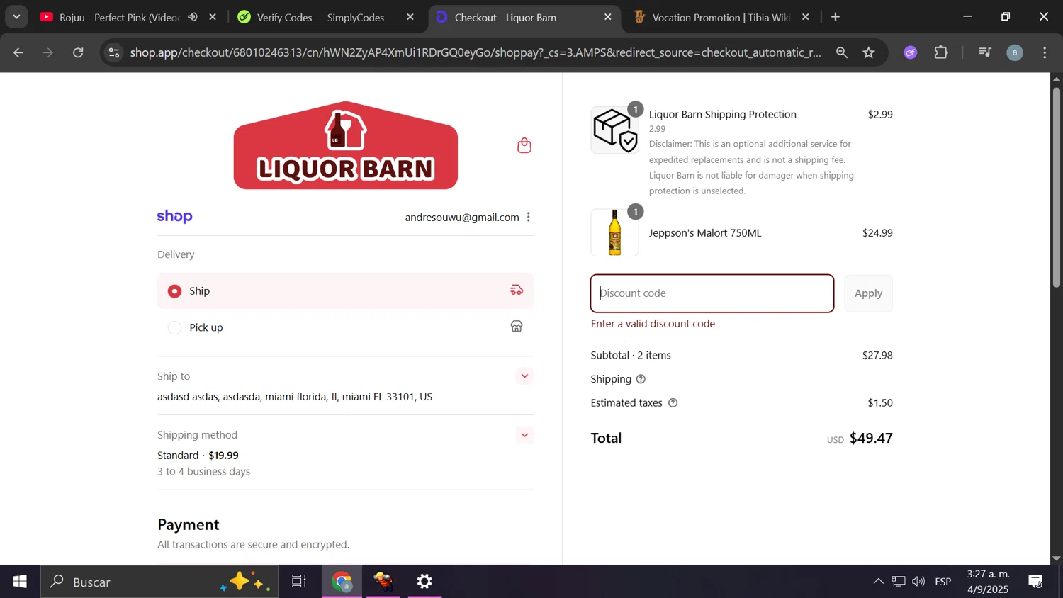 Liquor Barn promo code screenshot showing code LABOR25 applied at Liquor Barn checkout page. Uploaded by SimplyCodes community member Frizk_1 on Sep 4, 2025