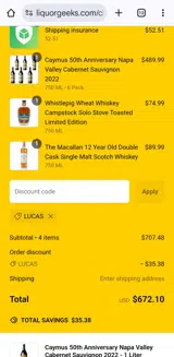 LUCAS coupon verification screenshot
