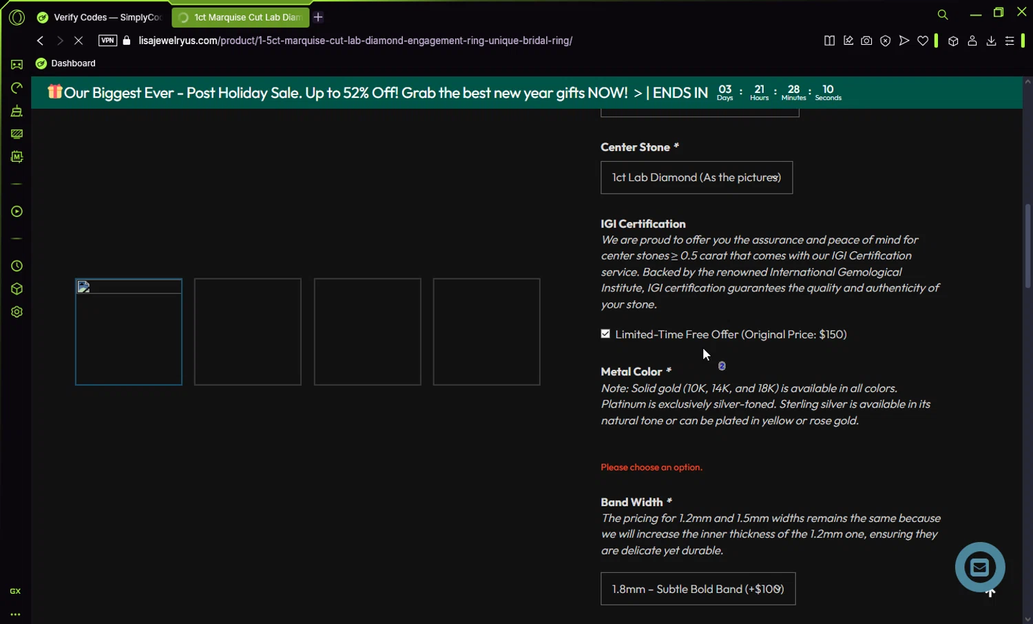 LisaJewelryUS promo code screenshot showing code LJU10 applied at LisaJewelryUS checkout page. Uploaded by SimplyCodes community member Jisus007 on Jan 11, 2025