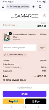 Sourcedbydani15 coupon verification screenshot