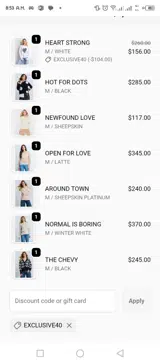 Exclusive40 coupon verification screenshot