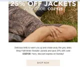 COZY25 coupon verification screenshot