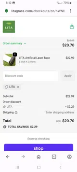 LITA coupon verification screenshot