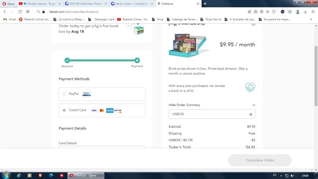 Literati checkout page showing Literati coupon code box | Screenshot taken by SimplyCodes community member on Aug 7, 2022