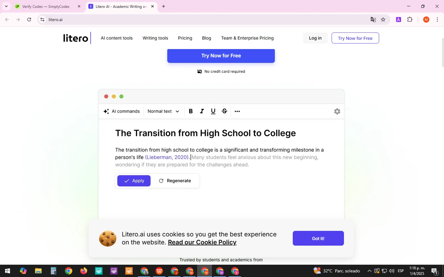 Litero promo code screenshot showing code MOMO20 applied at Litero checkout page. Uploaded by SimplyCodes community member TreasureTracker4321 on Apr 1, 2025