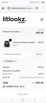 save20 coupon verification screenshot