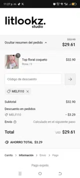 MELFI10 coupon verification screenshot