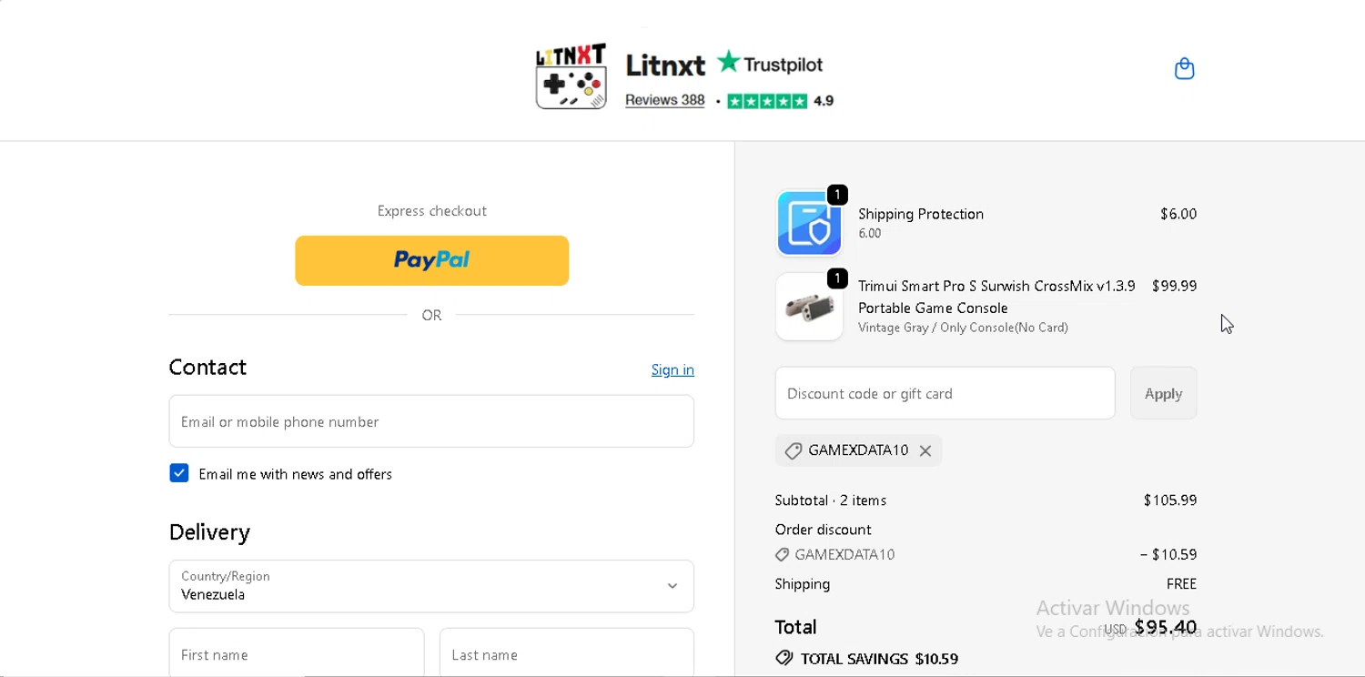 LITNXT promo code screenshot showing code GAMEXDATA10 applied at LITNXT checkout page. Uploaded by SimplyCodes community member RebateSpotter2821 on Dec 18, 2025