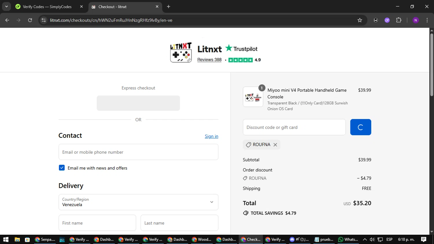 LITNXT coupon code screenshot showing code ROUFNA applied at LITNXT checkout page. Uploaded by SimplyCodes community member NATAAAAAANAELCANO on Sep 12, 2025