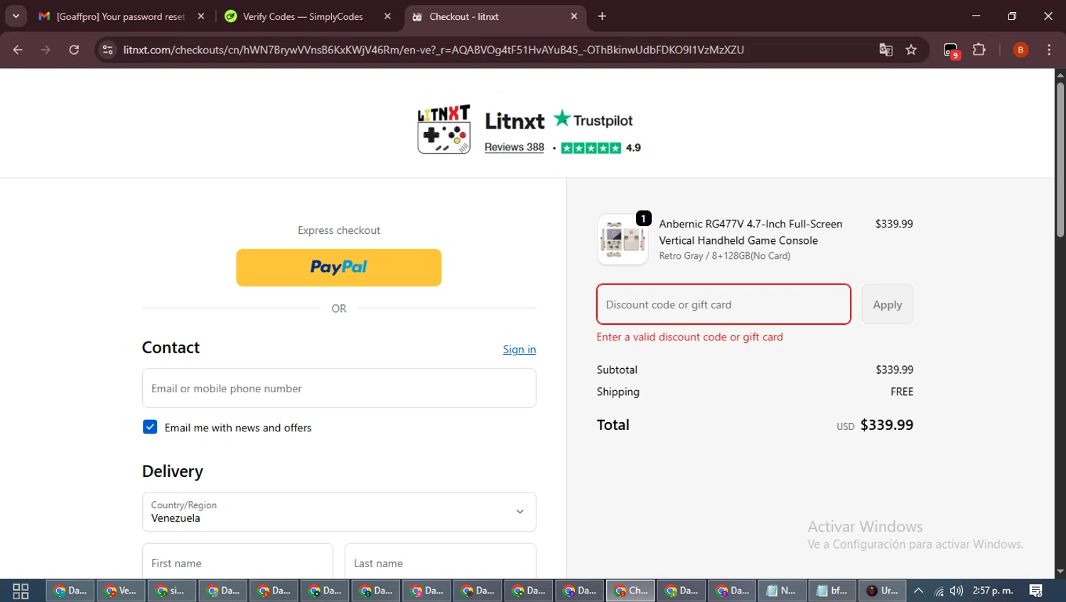 LITNXT promo code screenshot showing code Xmas15 applied at LITNXT checkout page. Uploaded by SimplyCodes community member DiscountExpert6435 on Jan 3, 2026