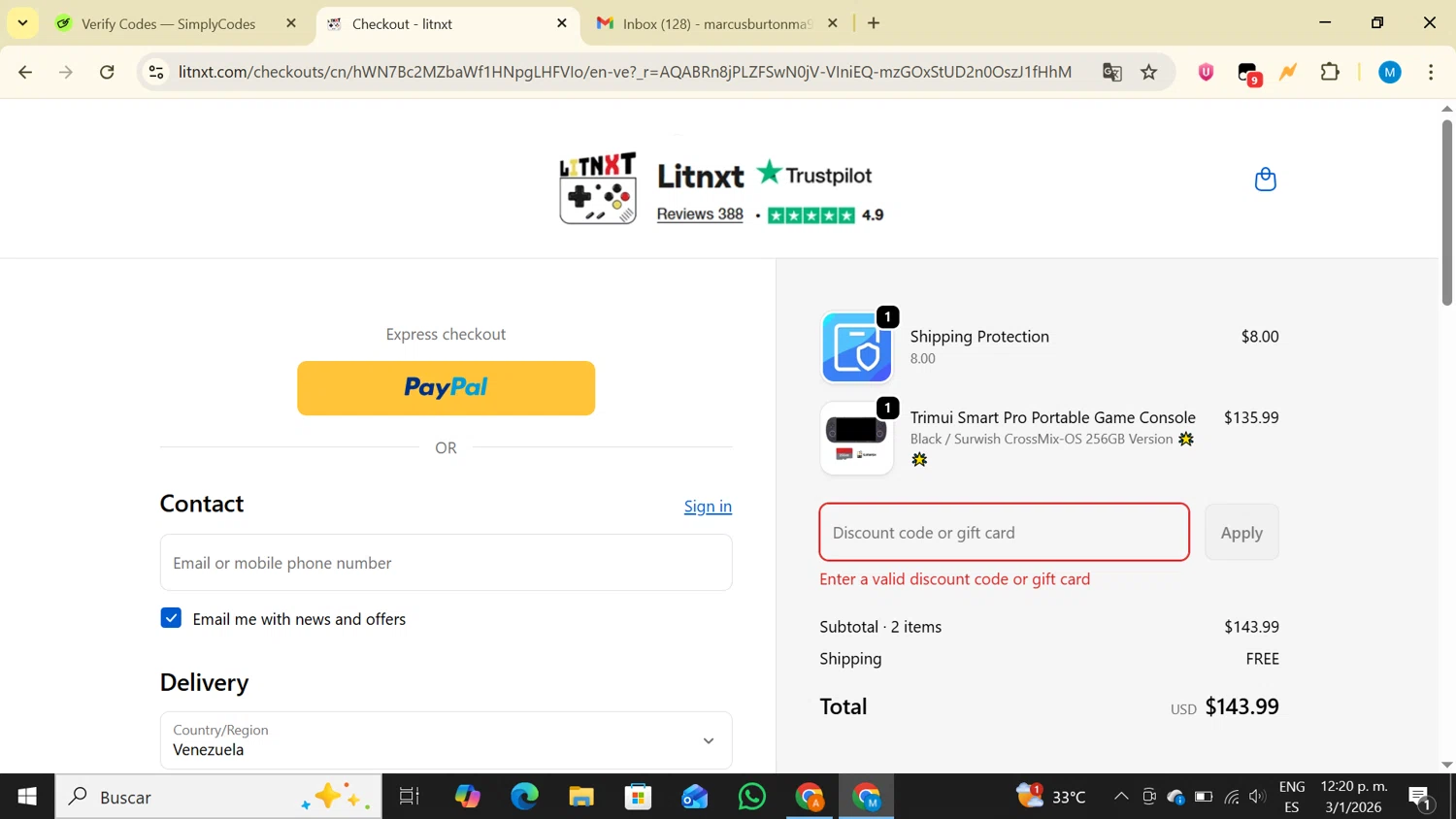 LITNXT promo code screenshot showing code Xmas15 applied at LITNXT checkout page. Uploaded by SimplyCodes community member LegendaryAce4371 on Jan 3, 2026