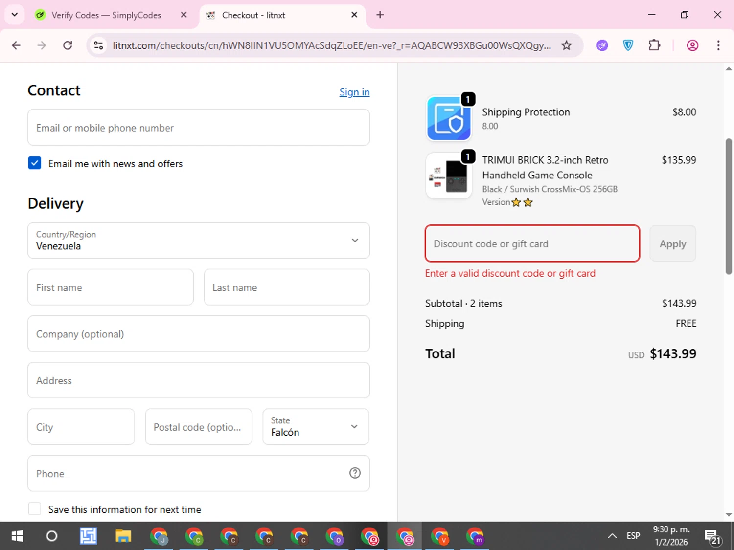 LITNXT promo code screenshot showing code NY2026 applied at LITNXT checkout page. Uploaded by SimplyCodes community member QuestCurator1644 on Feb 2, 2026