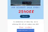LABORDAY2025 coupon verification screenshot