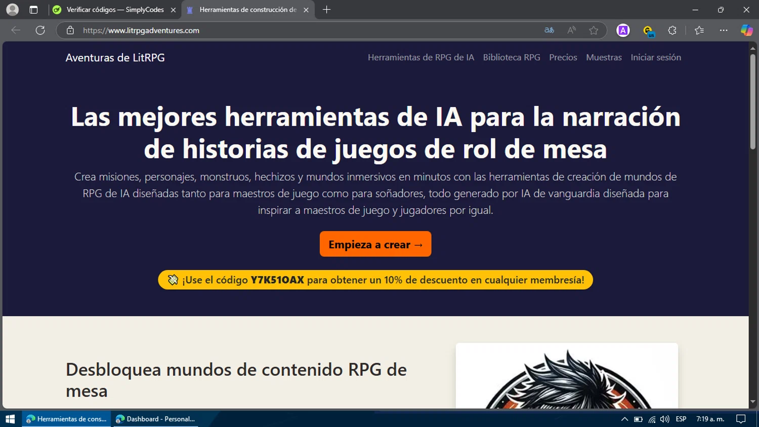 Litrpgadventures.com checkout page showing Litrpgadventures.com promo code box | Screenshot taken by SimplyCodes community member on Apr 17, 2025