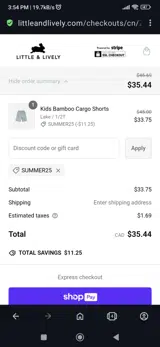 Little & Lively coupon verification screenshot