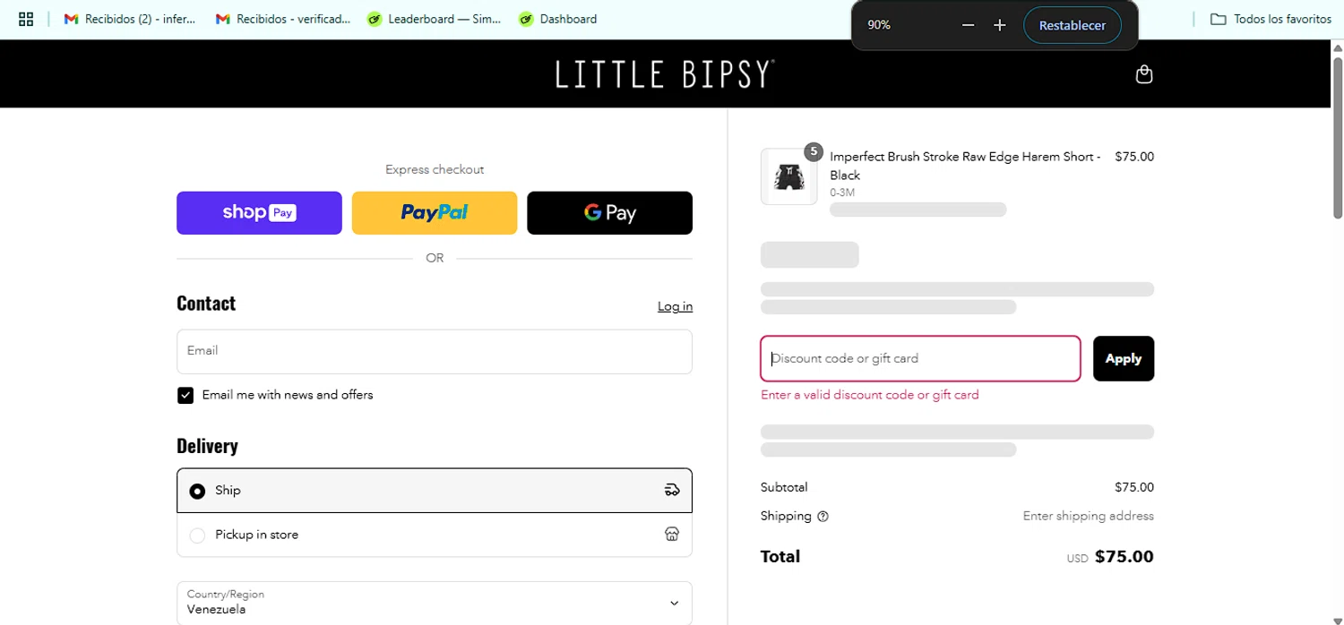 Little Bipsy Collection promo code screenshot showing code HOLSTYN applied at Little Bipsy Collection checkout page. Uploaded by SimplyCodes community member QuestSeeker7732 on Mar 17, 2025