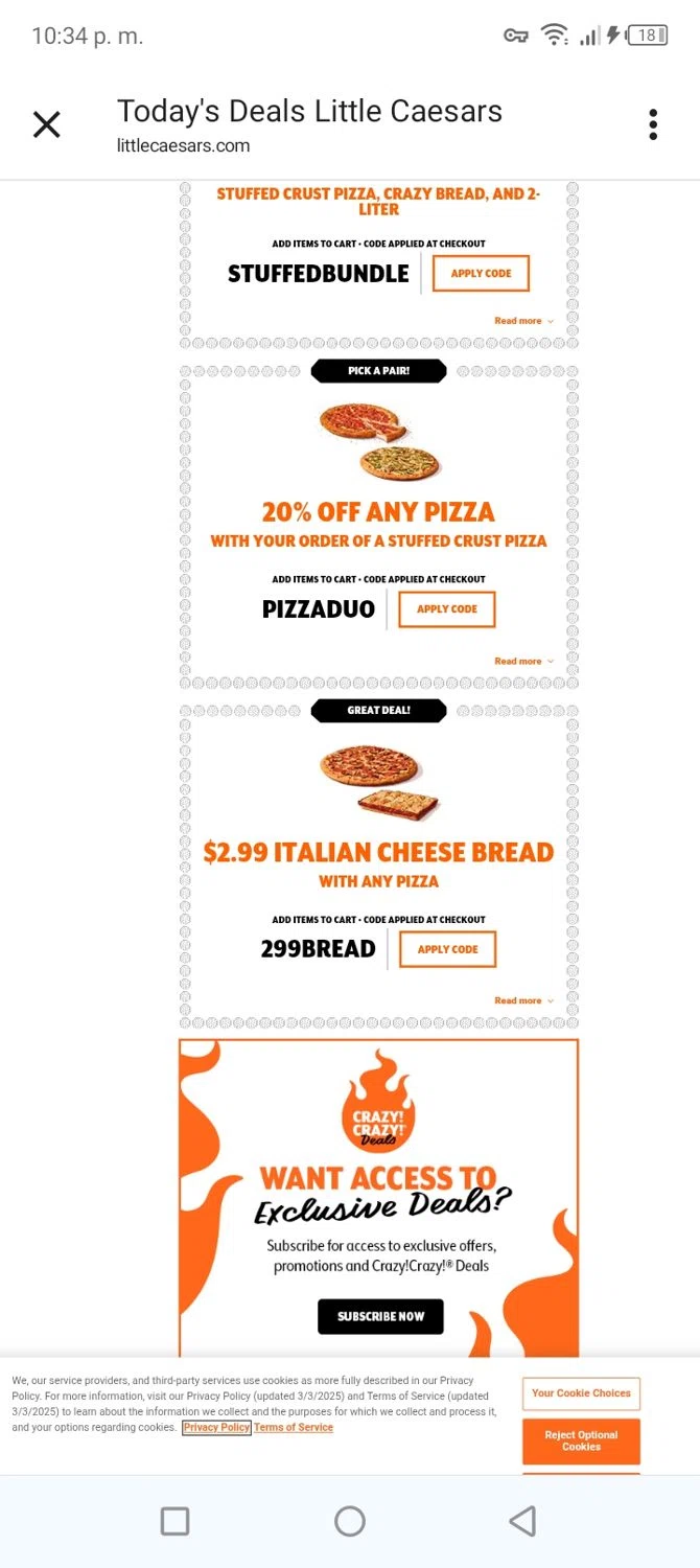 Little Caesars checkout page showing Little Caesars promo code box | Screenshot taken by SimplyCodes community member on Dec 15, 2025
