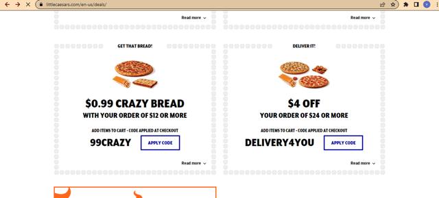Little Caesars checkout page showing Little Caesars promo code box | Screenshot taken by SimplyCodes community member on Oct 2, 2025