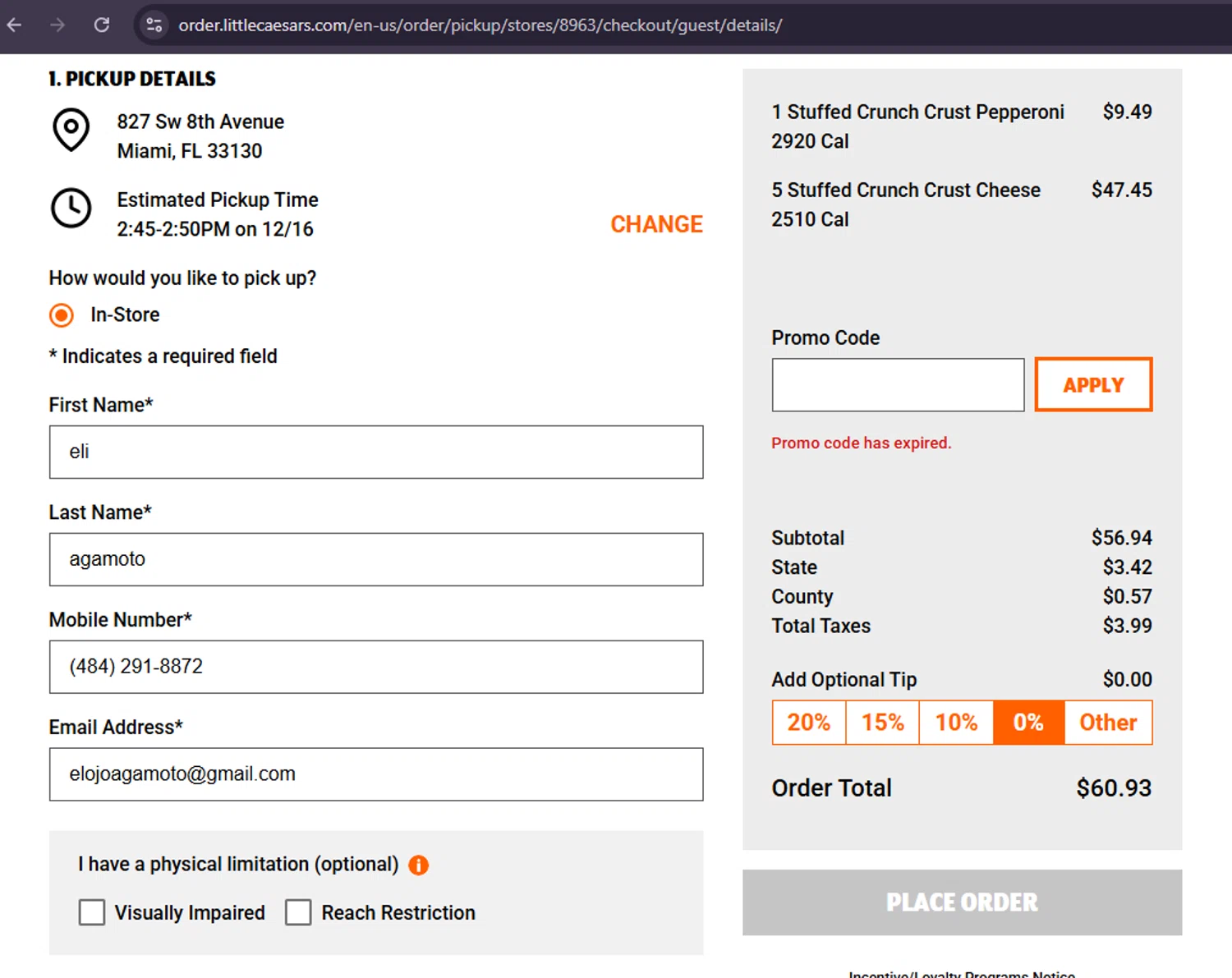 Little Caesars promo code screenshot showing code 3OFF18 applied at Little Caesars checkout page. Uploaded by SimplyCodes community member MoneySage8222 on Dec 16, 2025