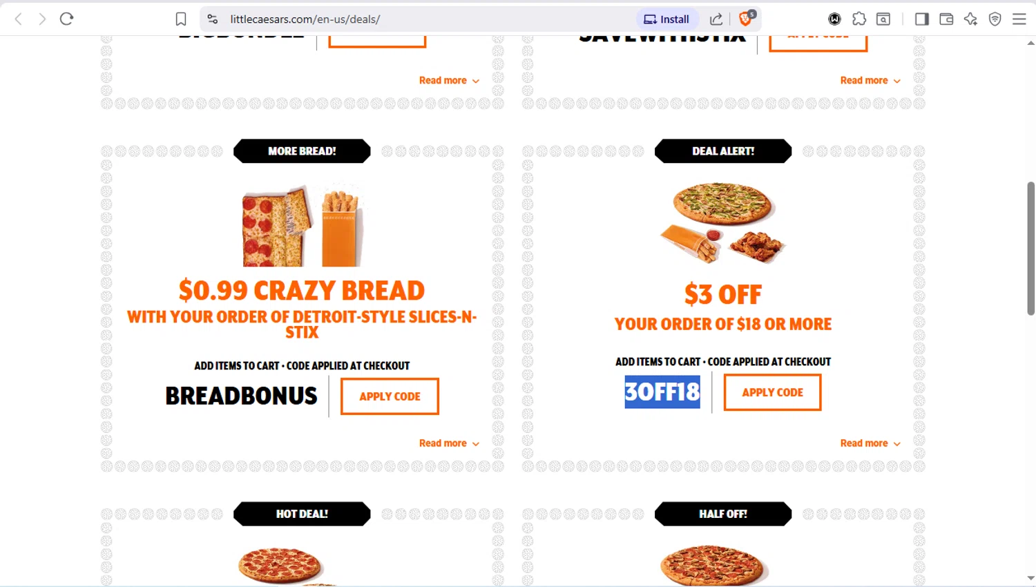 Little Caesars checkout page showing Little Caesars promo code box | Screenshot taken by SimplyCodes community member on Feb 22, 2026