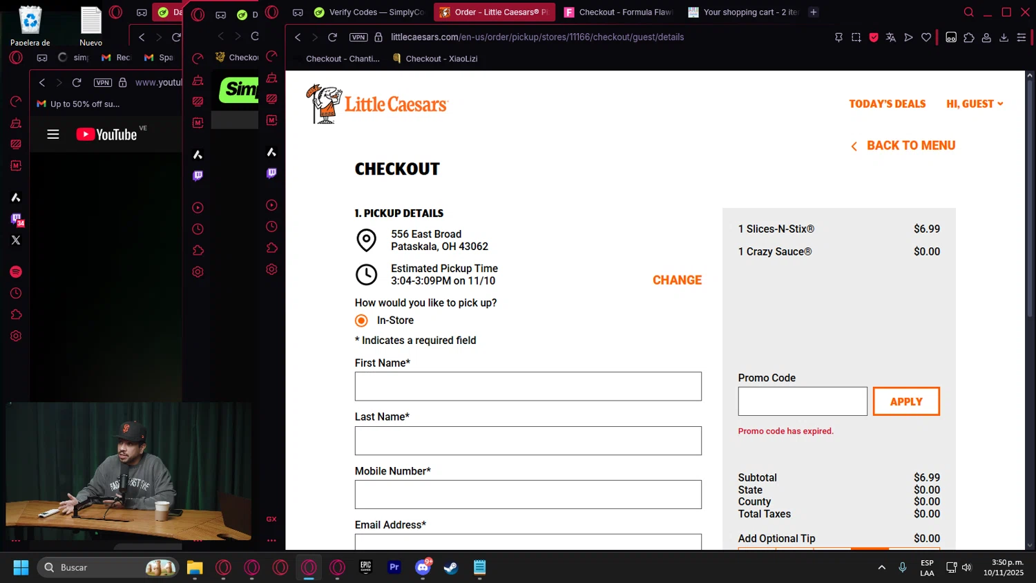 Little Caesars promo code screenshot showing code 2OFF12 applied at Little Caesars checkout page. Uploaded by SimplyCodes community member Halanweik on Nov 10, 2025