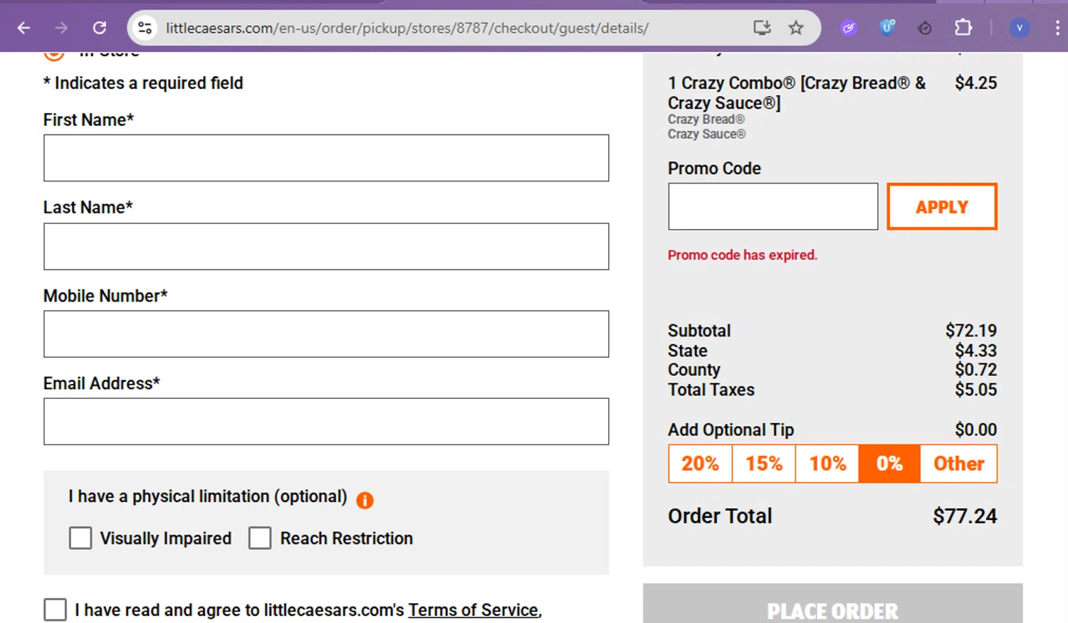 Little Caesars promo code screenshot showing code 2OFF12 applied at Little Caesars checkout page. Uploaded by SimplyCodes community member beatrizcastillo on Nov 10, 2025